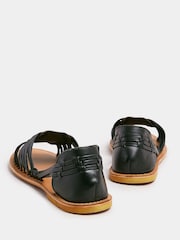 Yours Curve Black Wide Fit Woven Leather Flat Pumps - Image 3 of 4