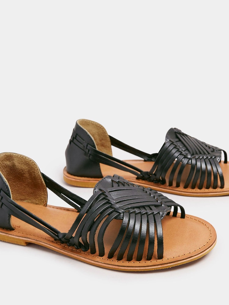 Yours Curve Black Wide Fit Woven Leather Flat Pumps - Image 4 of 4