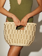 South Beach Metallic Metallic Clutch Straw Bag - Image 3 of 4