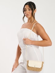 South Beach Brown Mini Straw Cross-Body Bag - Image 1 of 4