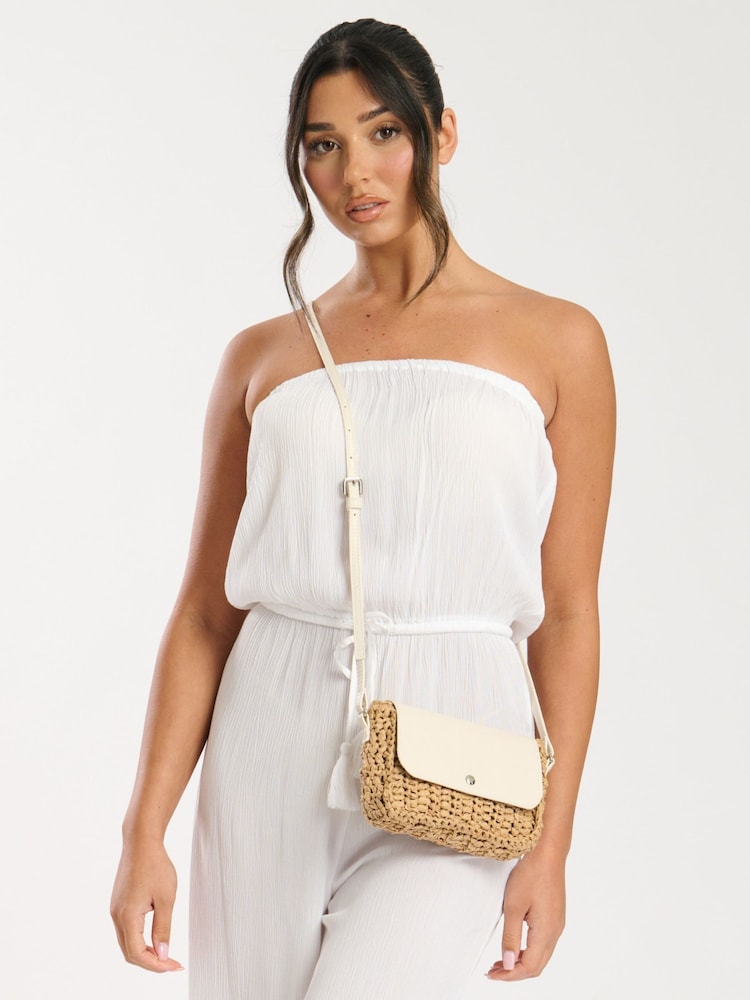 South Beach Brown Mini Straw Cross-Body Bag - Image 4 of 4