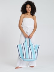South Beach Blue Oversized Woven Shoulder Bag - Image 2 of 4
