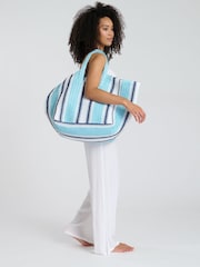 South Beach Blue Oversized Woven Shoulder Bag - Image 3 of 4