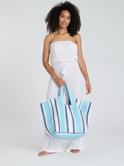South Beach Blue Oversized Woven Shoulder Bag - Image 4 of 4