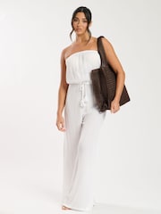 South Beach Brown Straw Woven Shoulder Tote Bag - Image 3 of 5