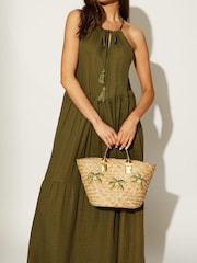 South Beach Brown Mini Embellished Palm Tote Bag - Image 2 of 4