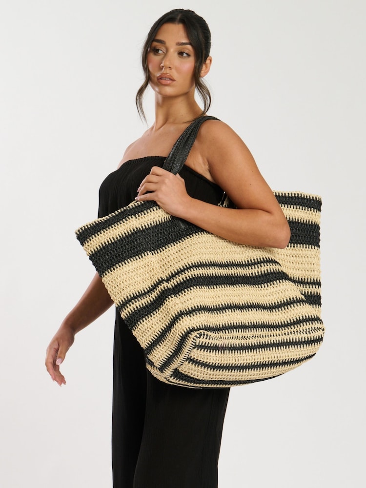 South Beach Natural Oversized Woven Shoulder Bag - Image 4 of 4
