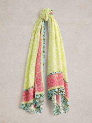 White Stuff Yellow Animal Print Patchwork Scarf - Image 1 of 3
