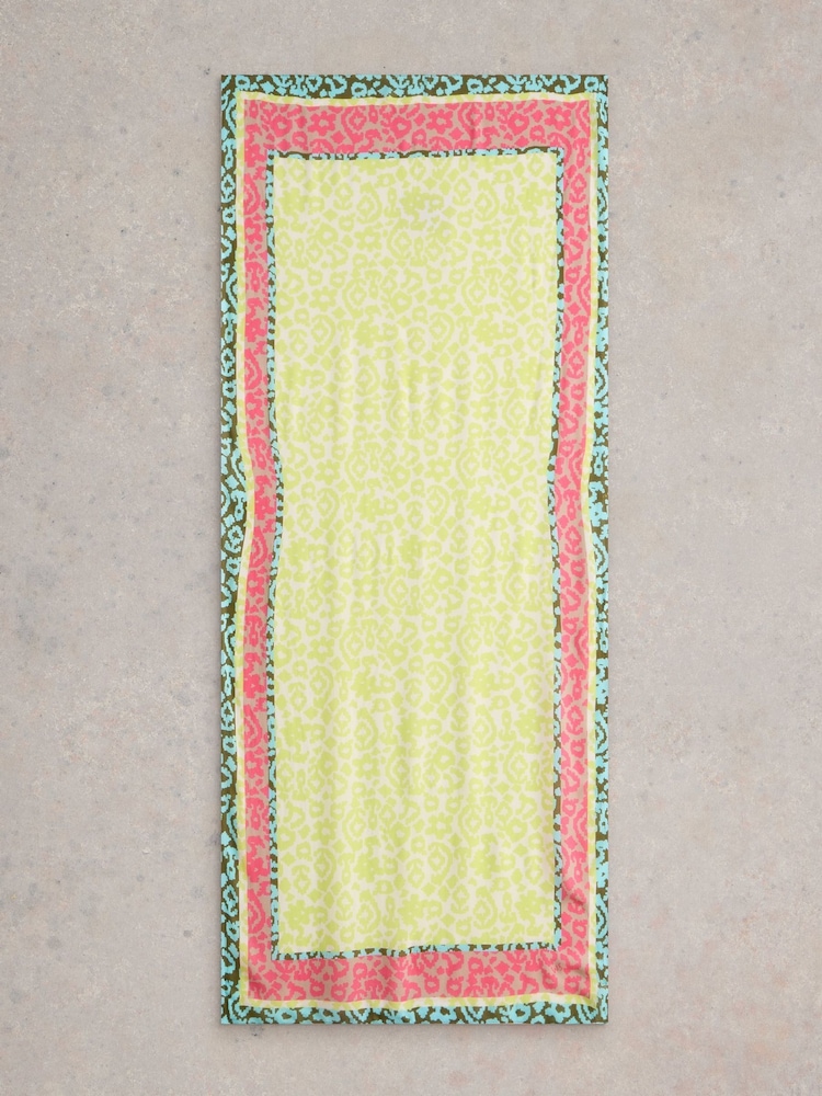 White Stuff Yellow Animal Print Patchwork Scarf - Image 2 of 3
