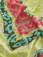 White Stuff Yellow Animal Print Patchwork Scarf - Image 3 of 3