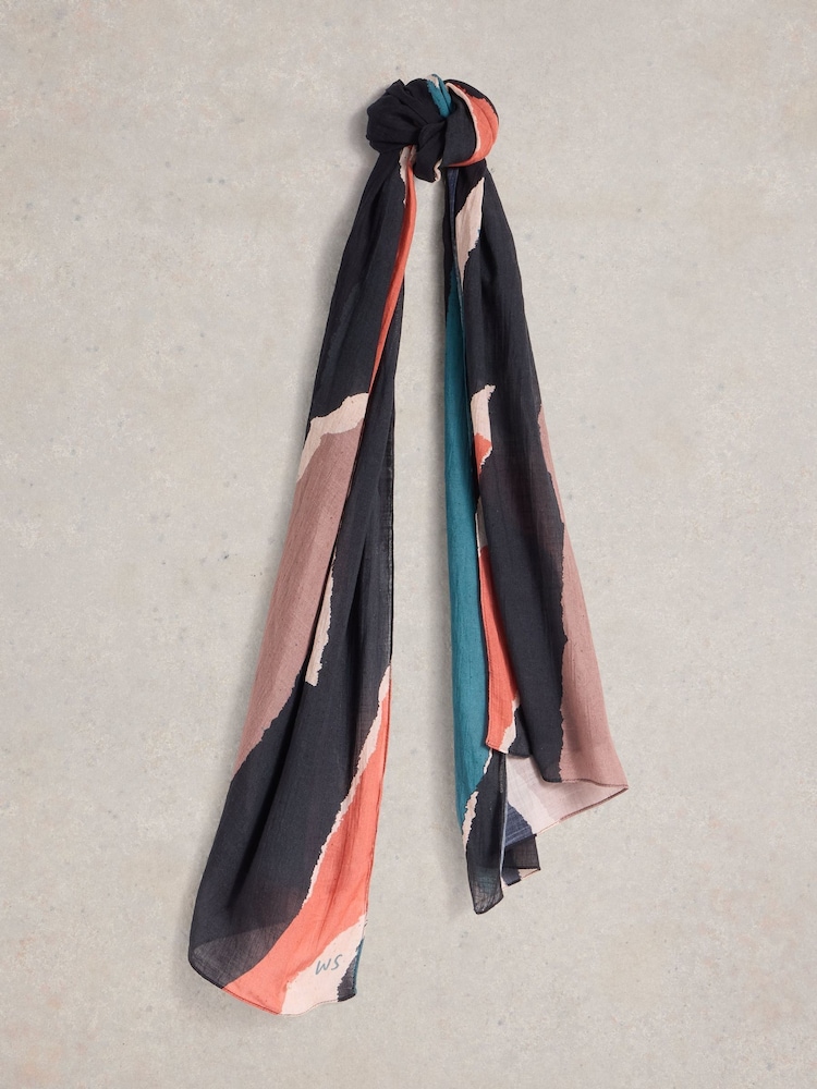 White Stuff Black Abstract Print Scarf - Image 1 of 3