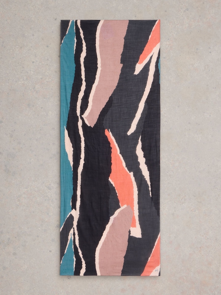 White Stuff Black Abstract Print Scarf - Image 2 of 3