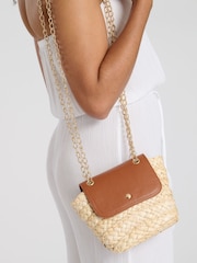 South Beach Mini Straw Bag With Chain Cross-Body Strap - Bild 1 von 4