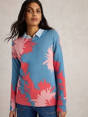 White Stuff Blue Olive Floral Jumper - Image 1 of 7