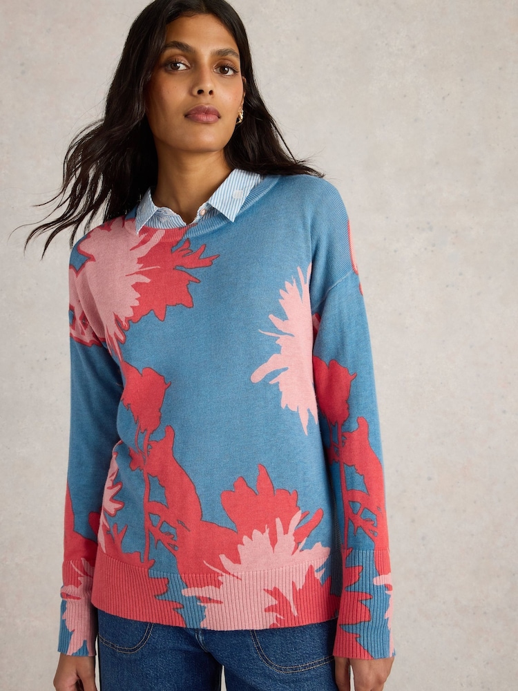 White Stuff Blue Olive Floral Jumper - Image 1 of 7 White Stuff Blue Olive Floral Jumper - Image 1 of 7