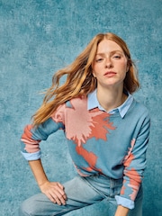 White Stuff Blue Olive Floral Jumper - Image 2 of 7