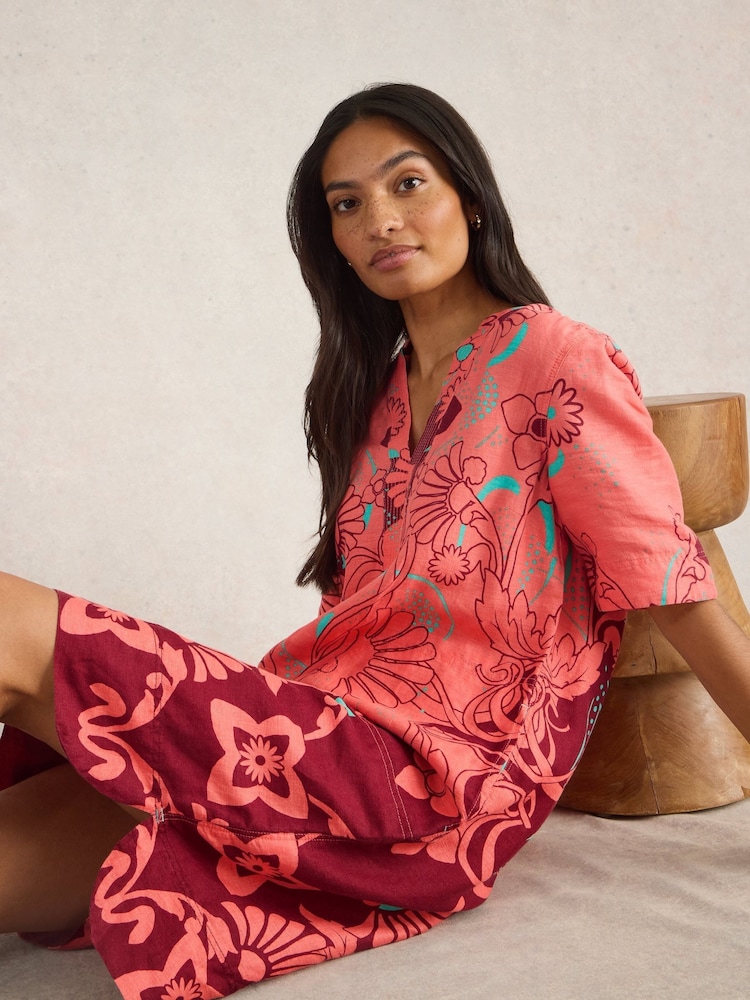 White Stuff Red June 100% Linen Dress - Image 1 of 6