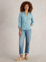 White Stuff Blue Annie Jersey 100% Cotton Shirt - Image 1 of 6