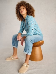 White Stuff Blue Annie Jersey 100% Cotton Shirt - Image 2 of 6