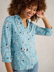 White Stuff Blue Annie Jersey 100% Cotton Shirt - Image 3 of 6