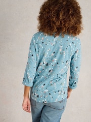 White Stuff Blue Annie Jersey 100% Cotton Shirt - Image 4 of 6