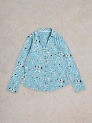 White Stuff Blue Annie Jersey 100% Cotton Shirt - Image 5 of 6