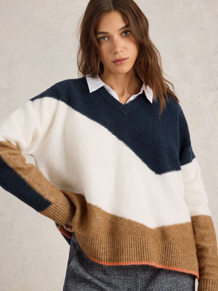 White Stuff Natural Cerie Chevron Jumper - Image 1 of 6
