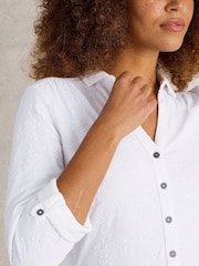White Stuff White Annie Broderie Jersey 100% Cotton Shirt - Image 4 of 6