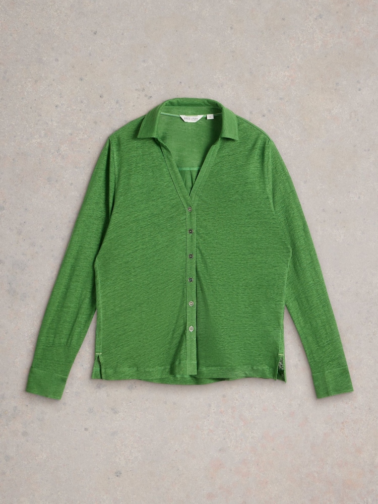 White Stuff Green Charlie 100% Linen Shirt - Image 5 of 6