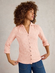 White Stuff Pink Annie Broderie Jersey 100% Cotton Shirt - Image 1 of 6