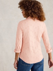 White Stuff Pink Annie Broderie Jersey 100% Cotton Shirt - Image 2 of 6