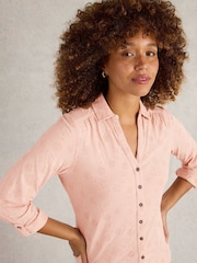 White Stuff Pink Annie Broderie Jersey 100% Cotton Shirt - Image 4 of 6