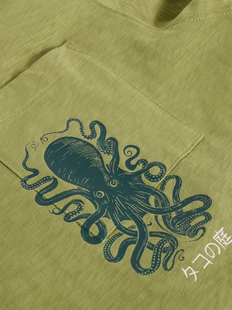 White Stuff Octopus Graphic 100% Cotton T-Shirt - Image 6 of 6