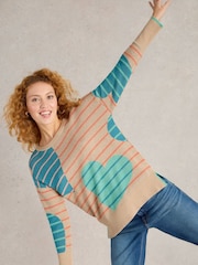 White Stuff Natural Olive Heart Jumper - Image 3 of 6