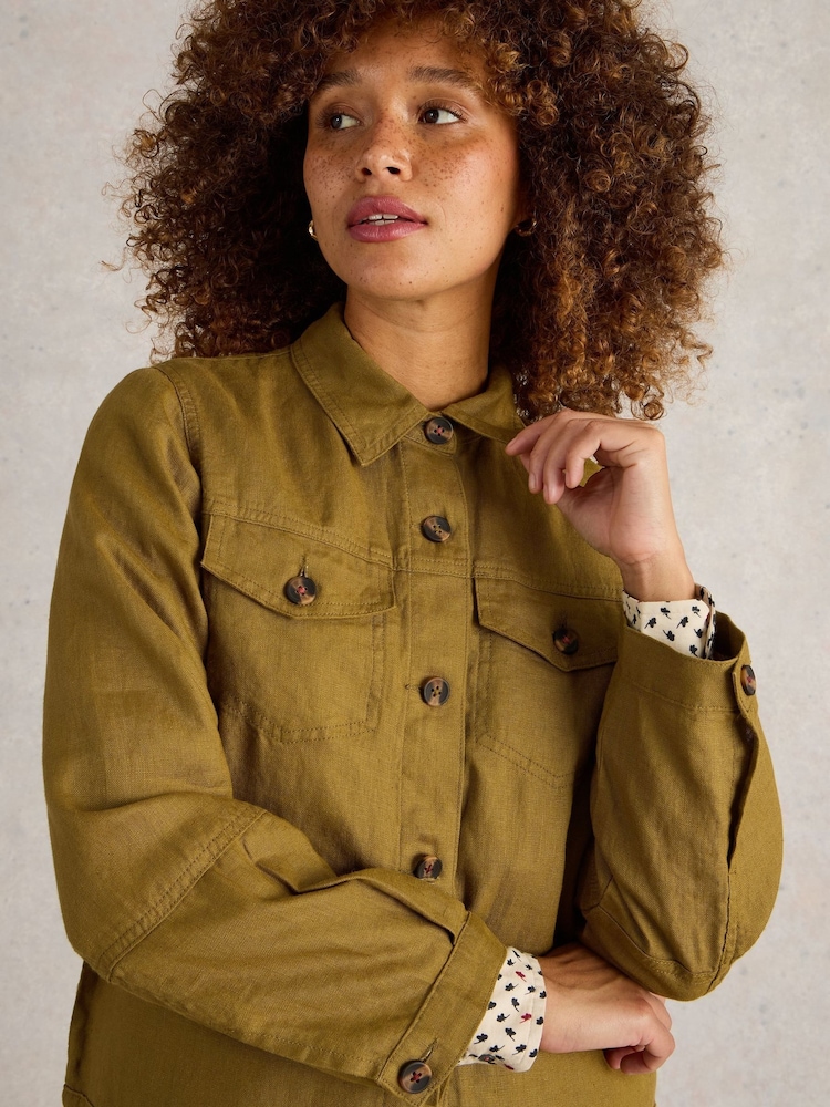 White Stuff Green Camille 100% Linen Jacket - Image 2 of 6 White Stuff Green Camille 100% Linen Jacket - Image 2 of 6