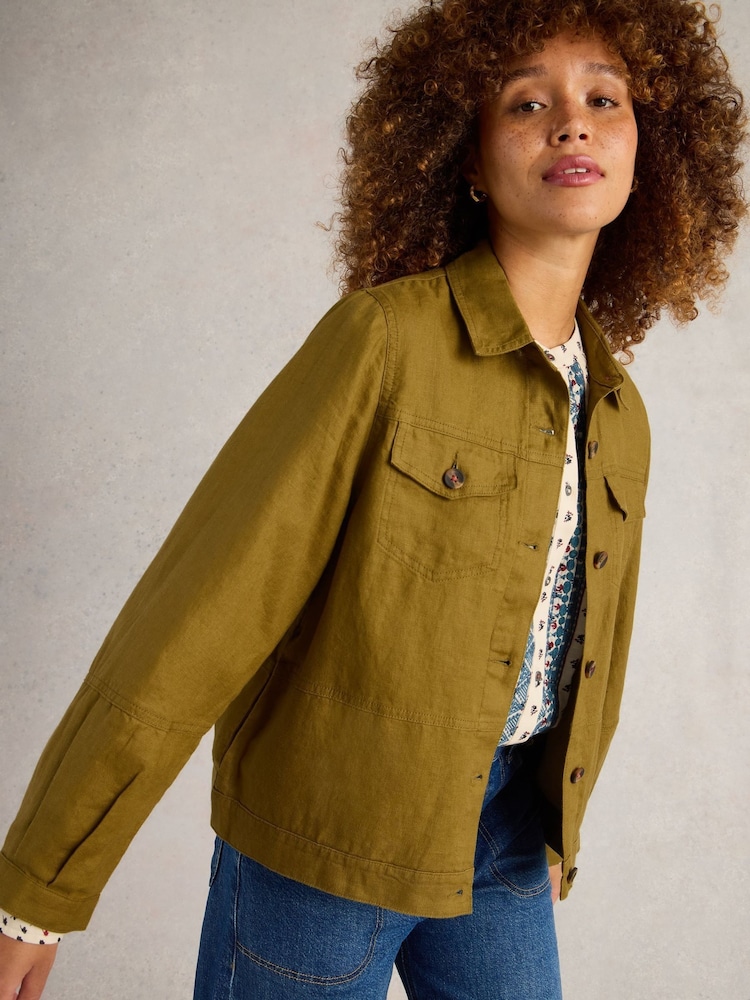 White Stuff Green Camille 100% Linen Jacket - Image 4 of 6