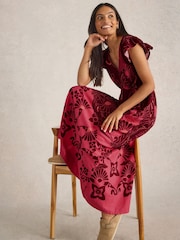 White Stuff Red Lorna Linen Blend Maxi Dress - Image 4 of 6