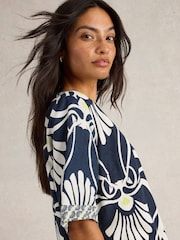 White Stuff Blue Ash Linen Blend Top - Image 1 of 6