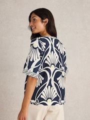 White Stuff Blue Ash Linen Blend Top - Image 2 of 6