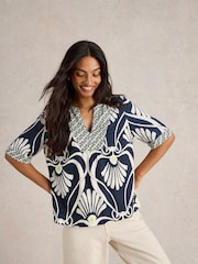 White Stuff Blue Ash Linen Blend Top - Image 4 of 6