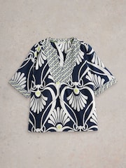 White Stuff Blue Ash Linen Blend Top - Image 5 of 6