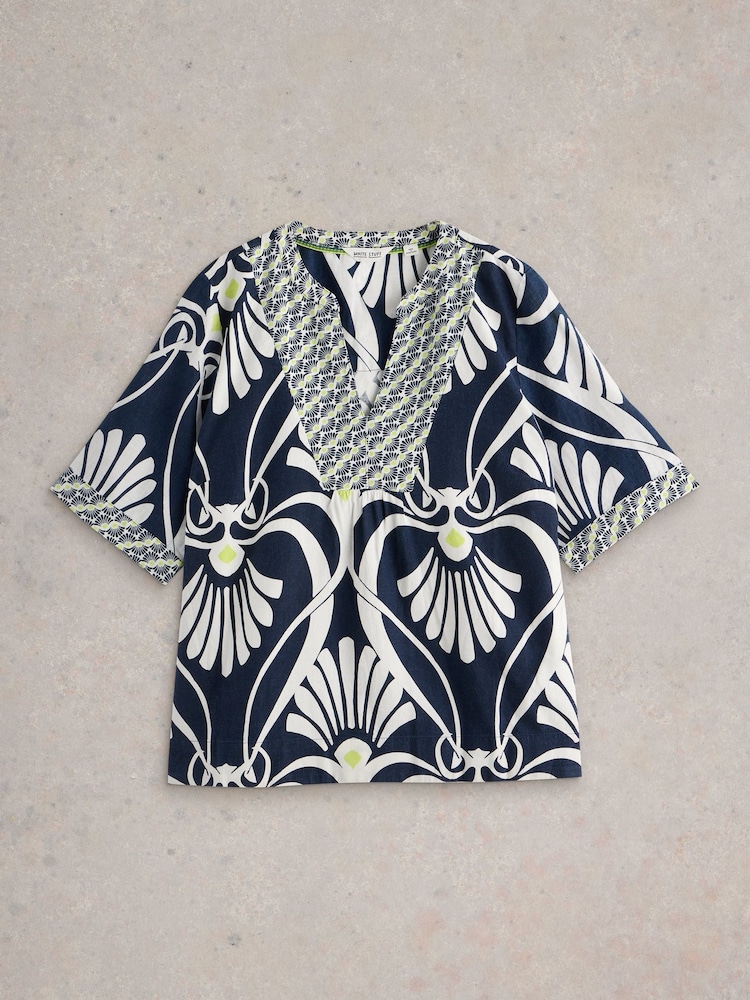 White Stuff Blue Ash Linen Blend Top - Image 5 of 6
