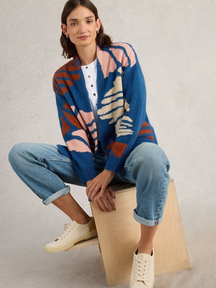 White Stuff Blue Louisa Longline Cardigan - Image 1 of 6