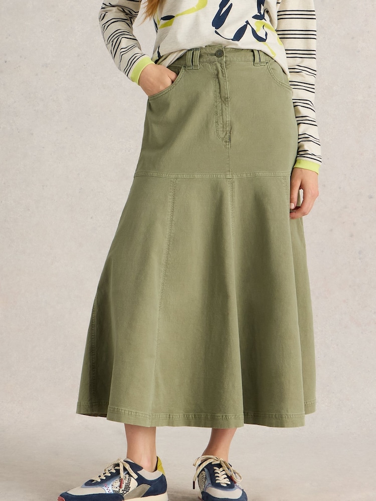 White Stuff Green Quinn Midi Skirt - Image 1 of 6
