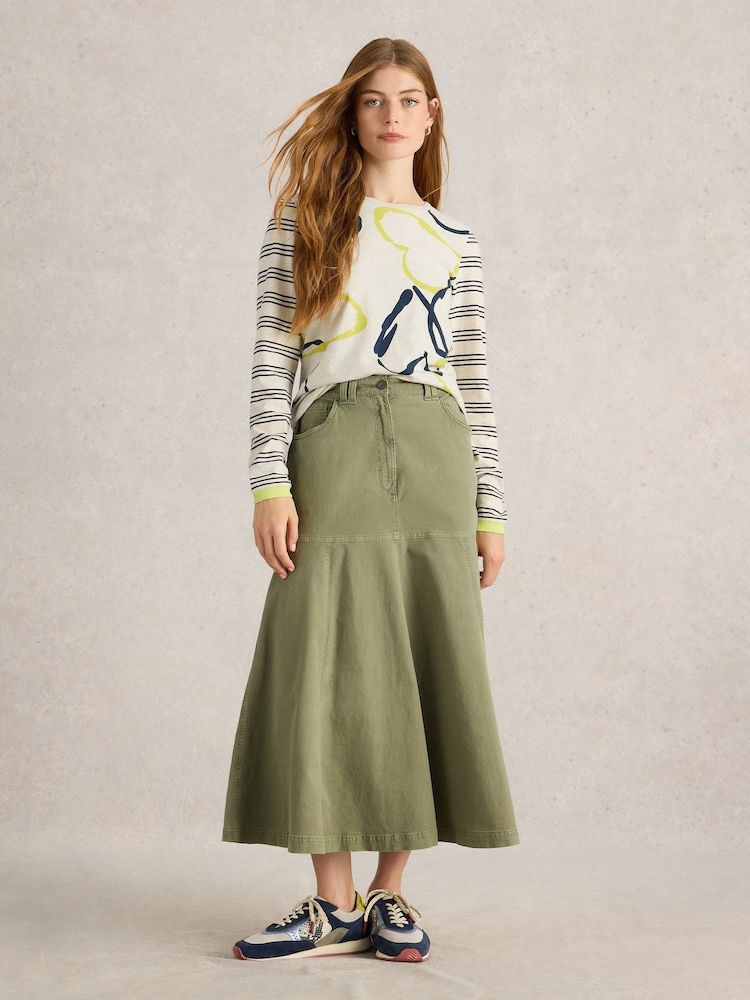 White Stuff Green Quinn Midi Skirt - Image 3 of 6