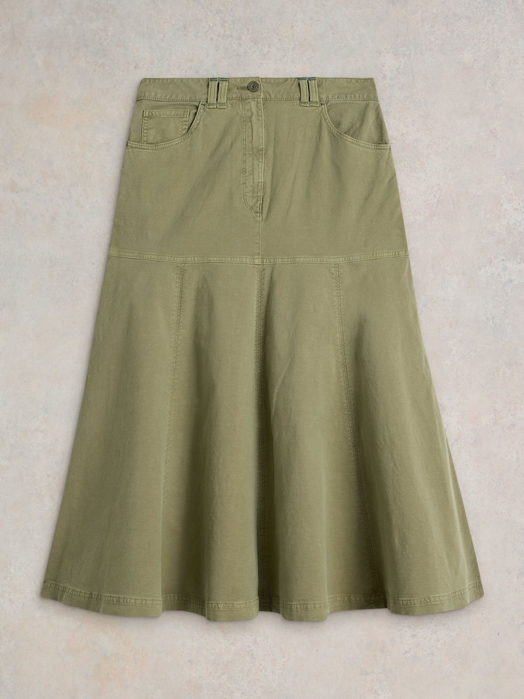 White Stuff Green Quinn Midi Skirt - Image 5 of 6