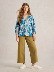White Stuff Blue Marley Linen Blend Top - Image 1 of 6