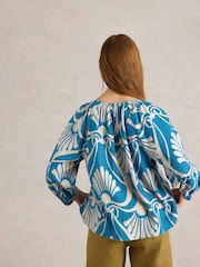 White Stuff Blue Marley Linen Blend Top - Image 2 of 6