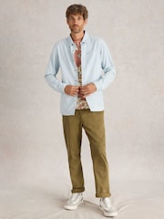 White Stuff Blue Fine Stripe Long Sleeve Shirt - Image 3 of 6