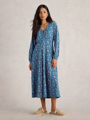 White Stuff Blue Megan Jersey Dress - Image 1 of 6